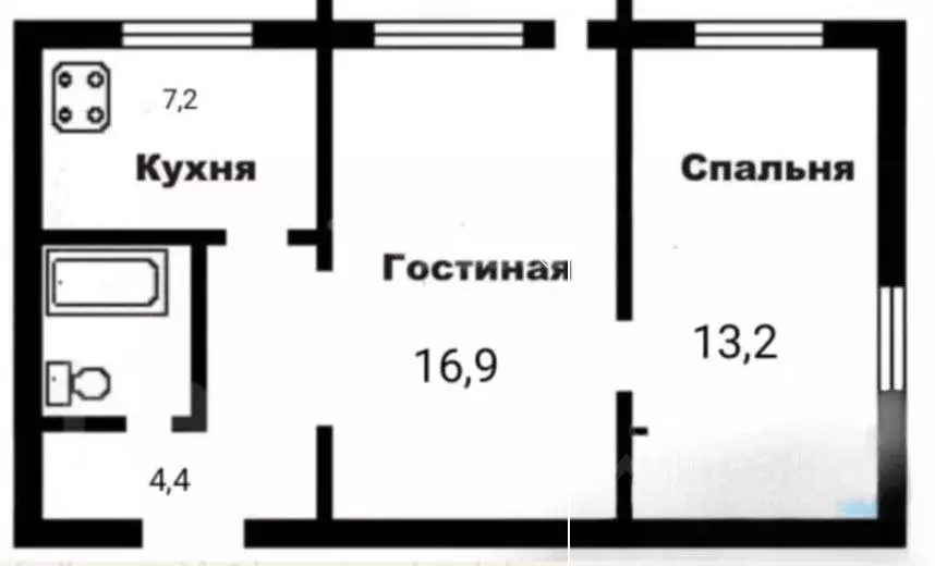 2-к кв. Крым, Симферополь просп. Кирова, 28 (42.0 м) - Фото 2