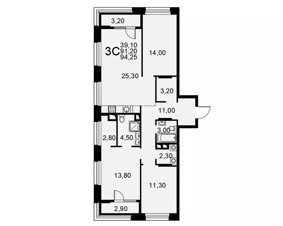 3-к кв. Рязанская область, Рязань Московское ш., 49к1 (91.2 м) - Фото 0