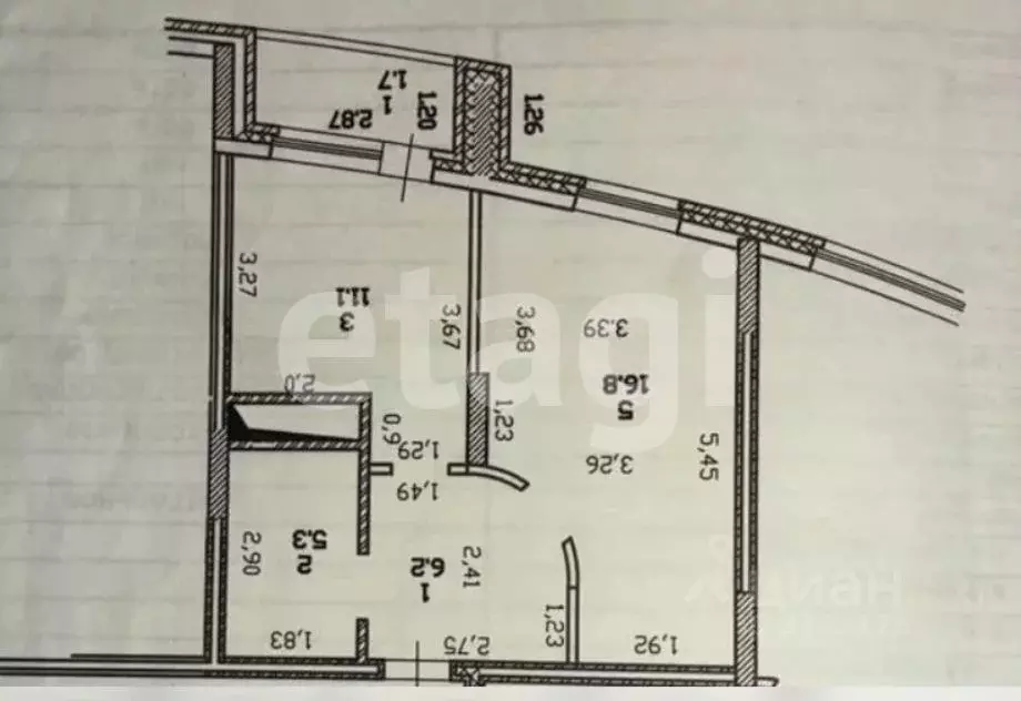 1-к кв. Татарстан, Казань ул. Юлиуса Фучика, 8Б (39.2 м) - Фото 2
