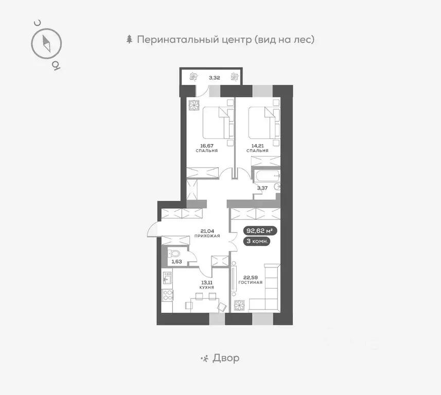 3-к кв. Красноярский край, Красноярск ул. Академгородок, 74 (92.5 м) - Фото 0