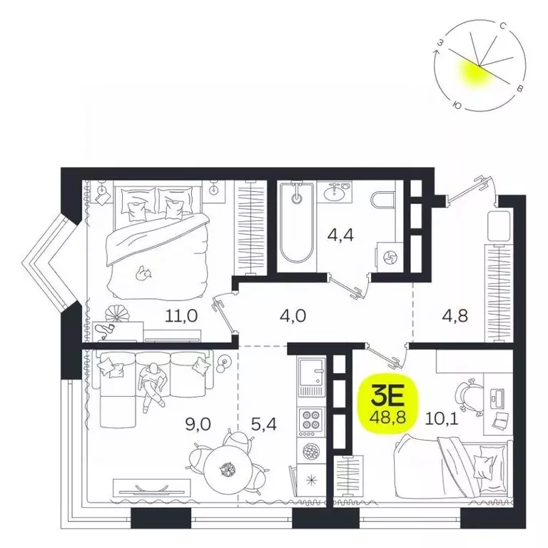 3-к кв. Свердловская область, Екатеринбург Южная Ботаника жилрайон, ... - Фото 1