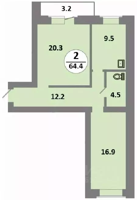 2-к кв. Красноярский край, Красноярск Соколовская ул., 52 (63.0 м) - Фото 0