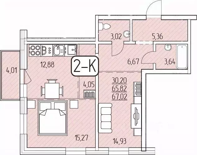 2-к кв. Бурятия, Улан-Удэ 105-й мкр,  (67.02 м) - Фото 1