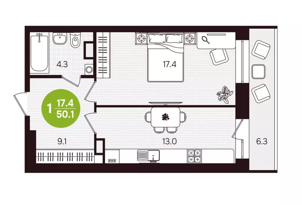 1-комнатная квартира: Новочебоксарск, улица 10-й Пятилетки, 5 (50.1 м) - Фото 2