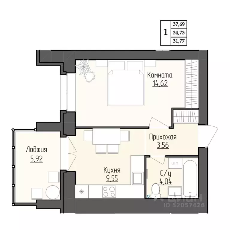 1-к кв. Ярославская область, Ярославль ул. Жуковского, 8 (34.73 м) - Фото 1