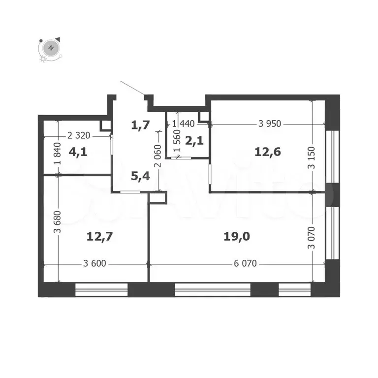 2-к. квартира, 57,6 м, 15/19 эт. - Фото 0