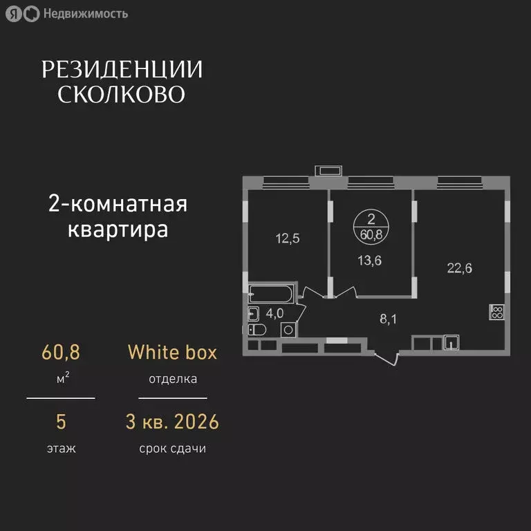 2-комнатная квартира: посёлок городского типа Заречье, жилой комплекс ... - Фото 0