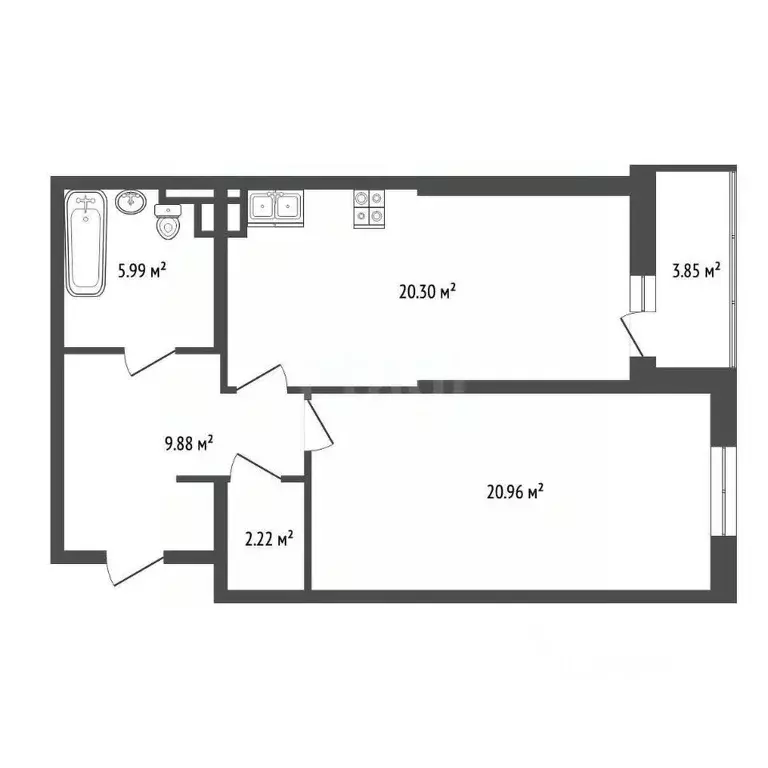 1-к кв. Ростовская область, Ростов-на-Дону Тибетская ул., 1Вс8 (63.6 ... - Фото 2