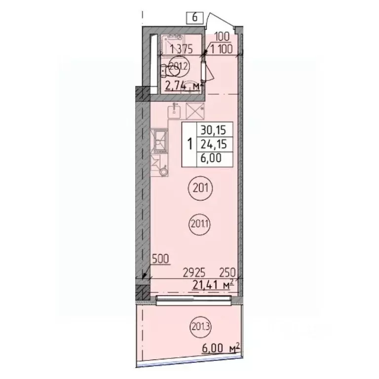 Студия Севастополь ул. Парковая, 5 (30.15 м) - Фото 1