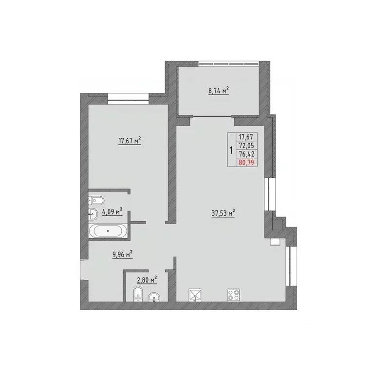 1-к кв. Ивановская область, Иваново Кооперативная ул., 3 (80.79 м) - Фото 1