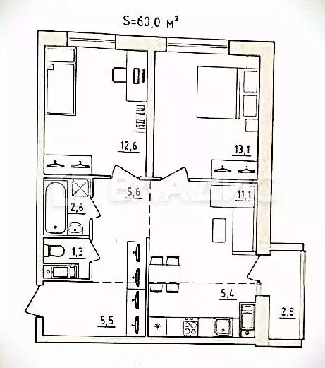 3-к кв. Карелия, Петрозаводск ул. Энтузиастов, 9 (60.0 м) - Фото 1