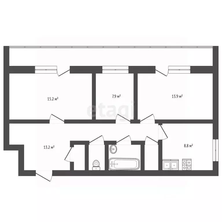 3-к кв. Московская область, Протвино Серпухов городской округ, бул. ... - Фото 2