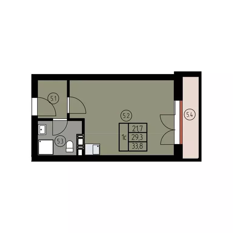 Квартира-студия: Лесное, ш. Калининградское (33.9 м) - Фото 1