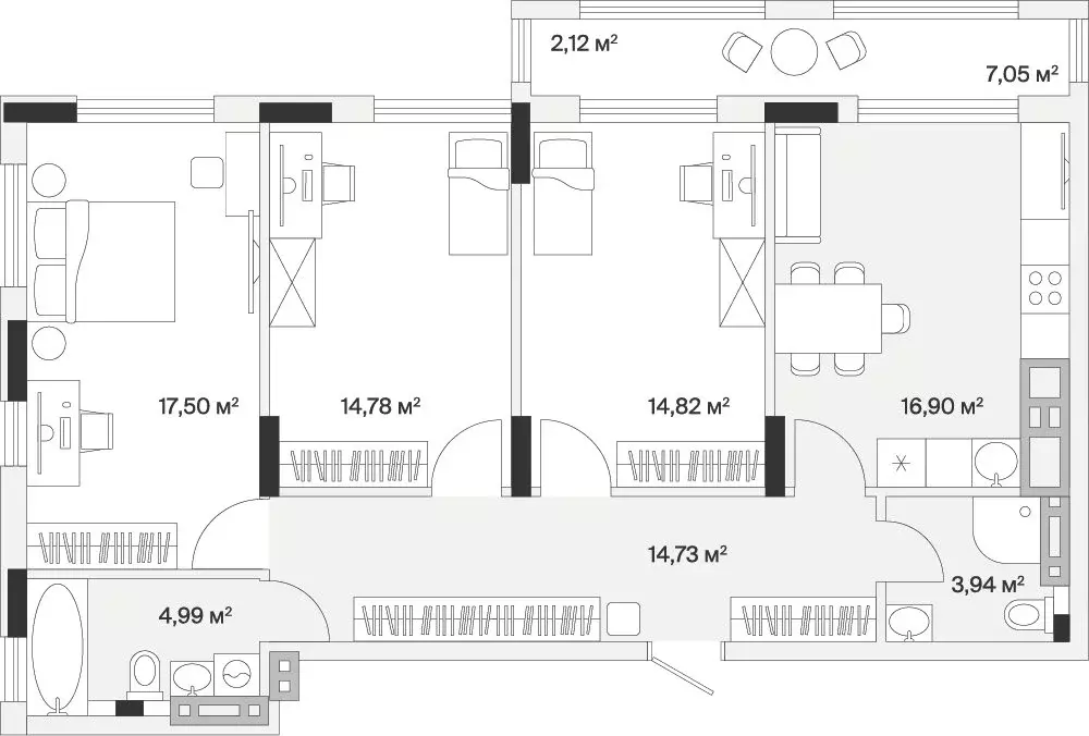 3-комнатная квартира: Малое Исаково, Первая улица, 1к2 (91.8 м) - Фото 1