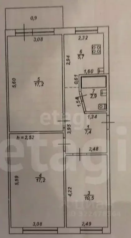 3-к кв. Тверская область, Тверь Мигаловская наб., 11 (61.7 м) - Фото 2