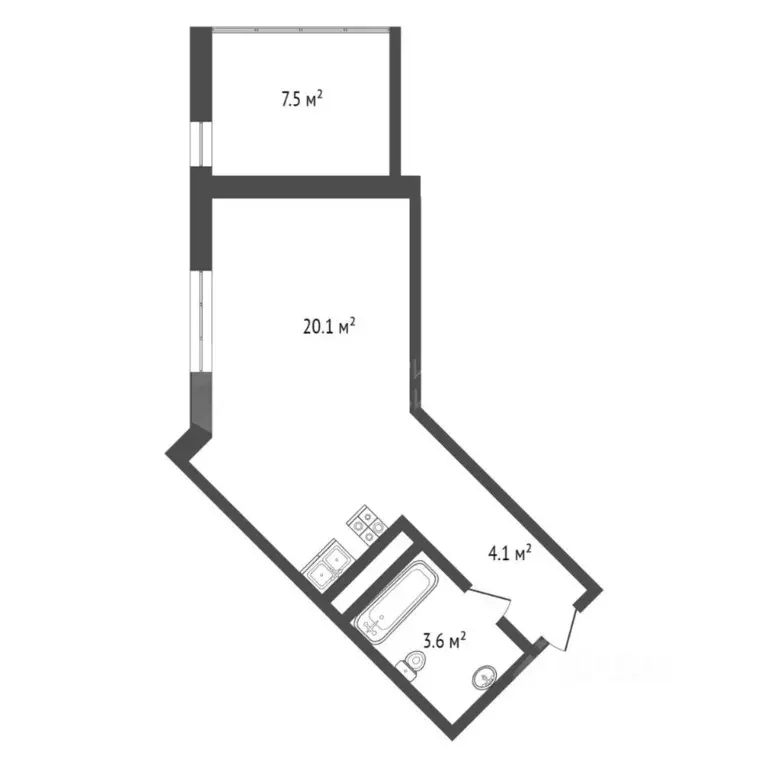 Студия Тюменская область, Тюмень ул. Чернышевского, 2Бк11 (29.2 м) - Фото 1