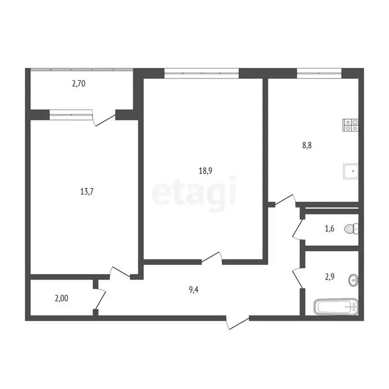 3-комнатная квартира: Стерлитамак, Коммунистическая улица, 24 (57.3 м) - Фото 1
