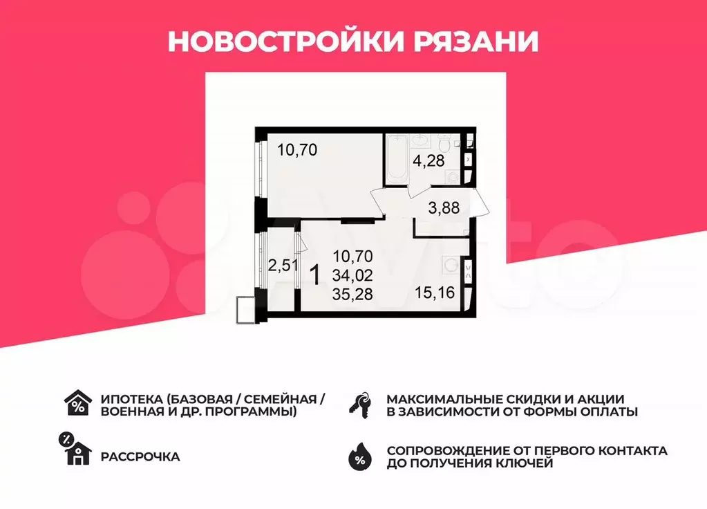 1-к. квартира, 35,3 м, 13/23 эт. - Фото 0