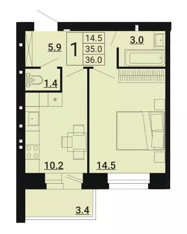 1-к кв. Орловская область, Орловский район, д. Образцово бул. Героев, ... - Фото 0