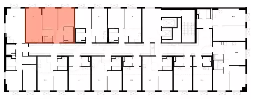 2-к. квартира, 51 м, 2/15 эт. - Фото 1