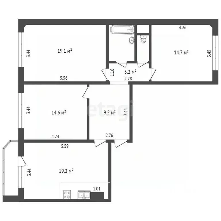 3-к кв. Тюменская область, Тюмень ул. Бориса Опрокиднева, 12 (85.4 м) - Фото 0