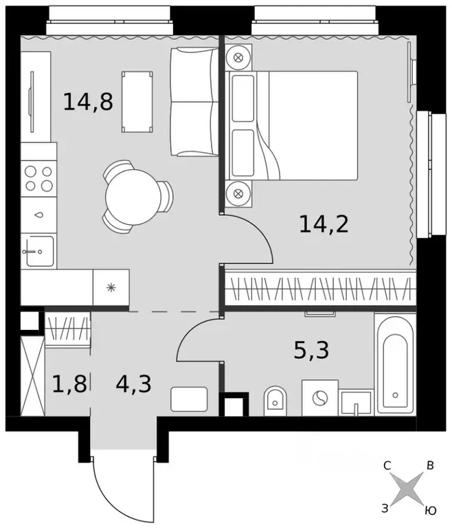 1-к кв. Москва Юго-Восточный ао, Южнопортовый р-н,  (40.4 м) - Фото 2
