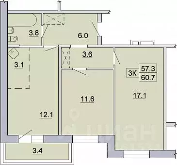 3-к кв. Иркутская область, Иркутск Ново-Ленино мкр, 1-й Ленинский ... - Фото 0