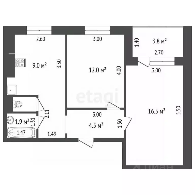 2-к кв. Самарская область, Самара ул. Георгия Димитрова, 112 (51.4 м) - Фото 1