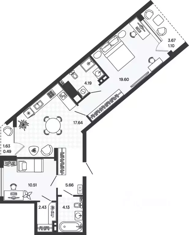 2-к кв. Калининградская область, Гурьевский муниципальный округ, пос. ... - Фото 1