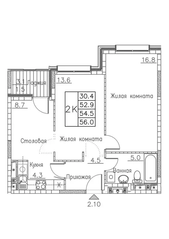 2-комнатная квартира: Владивосток, жилой комплекс Гринхилс (56 м) - Фото 0