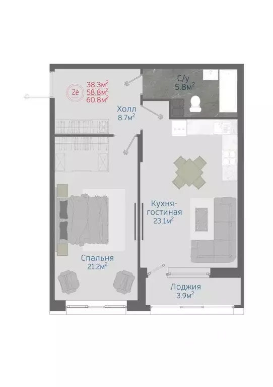 2-к кв. Воронежская область, Новоусманский район, пос. Отрадное ул. ... - Фото 1