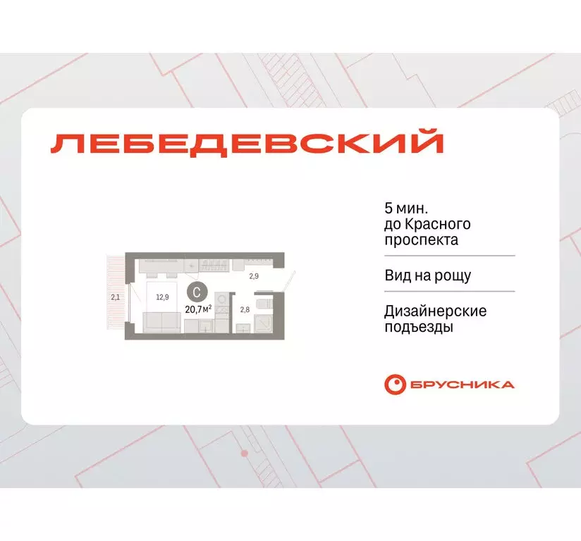 Квартира-студия: Новосибирск, квартал Лебедевский, 1/3 (20.7 м) - Фото 1