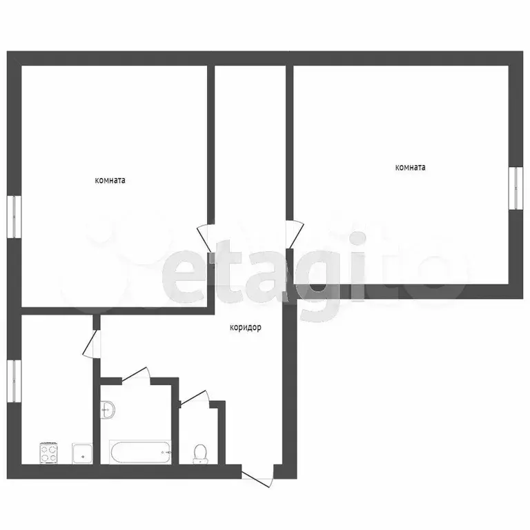 2-к. квартира, 45,2 м, 1/2 эт. - Фото 0
