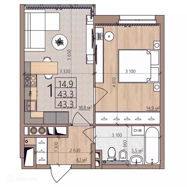 1-к кв. Рязанская область, Рязань пос. Шпалозавода, Окская Стрелка ... - Фото 2