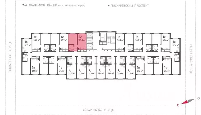 1-к кв. Санкт-Петербург ул. Пахомовская, 12к2 (30.6 м) - Фото 1