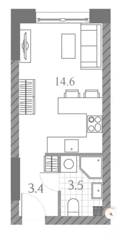 Студия Москва Ильменский проезд, 4к1 (21.5 м) - Фото 2