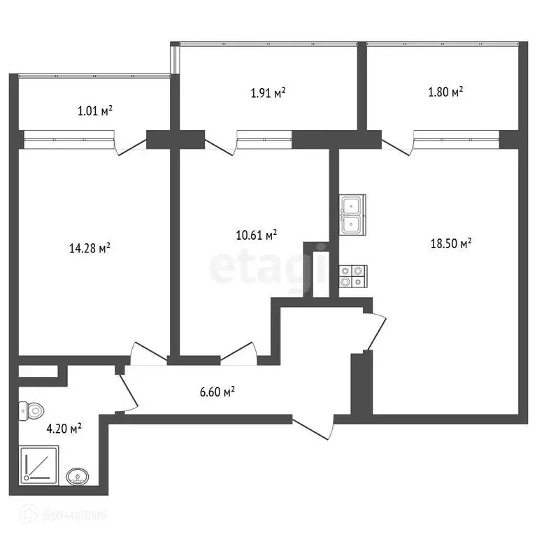 Продаётся 2-к квартира, 56.6 м - Фото 0