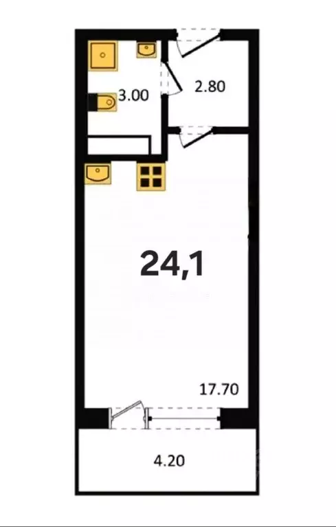 Студия Санкт-Петербург ул. Владимира Пчелинцева, 4 (24.0 м) - Фото 2