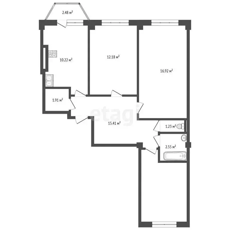 3-комнатная квартира: Нальчик, улица Ватутина, 4 (72.7 м) - Фото 1