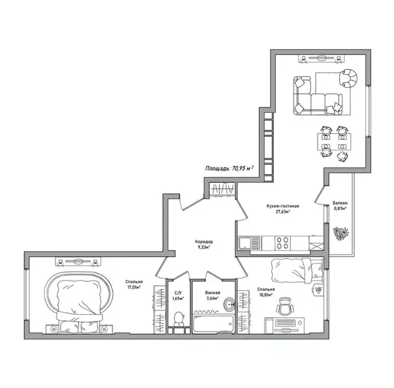 2-комнатная квартира: Ярославль, Брагинская улица, 18к3 (70.9 м) - Фото 0