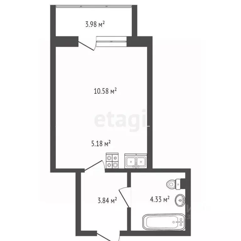 Студия Ростовская область, Батайск ул. Половинко, 280/3к1 (23.0 м) - Фото 1