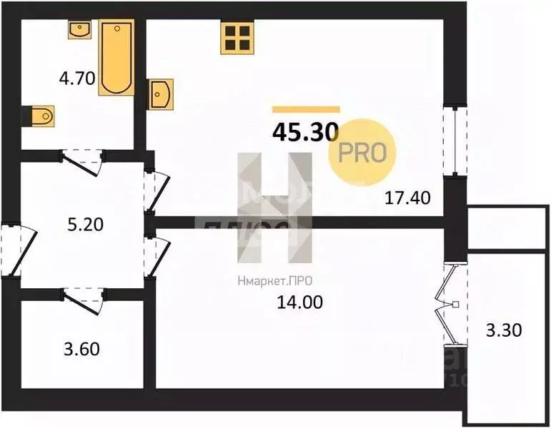2-к кв. Челябинская область, Челябинск ул. Труда, 157А (45.3 м) - Фото 2