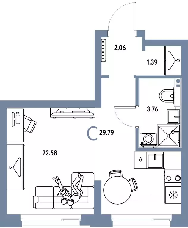 Студия Свердловская область, Екатеринбург ул. Шефская, 28А (29.79 м) - Фото 1