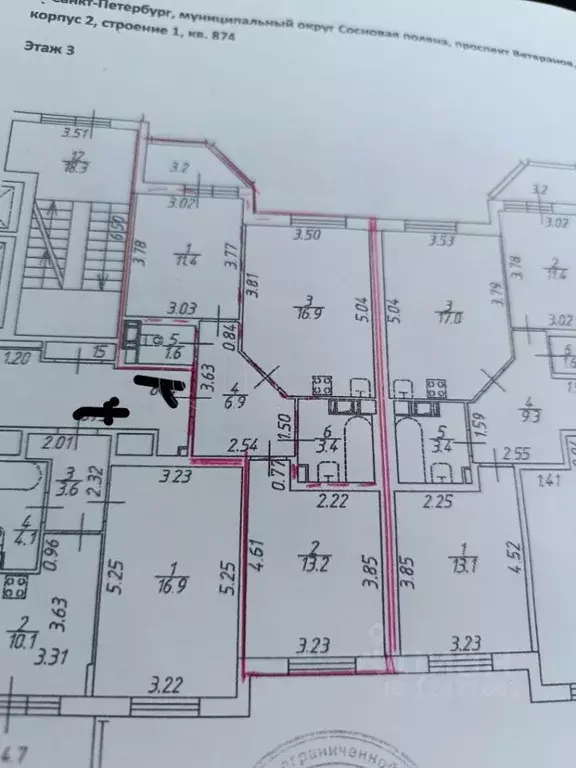 2-к кв. Санкт-Петербург просп. Ветеранов, 171к2 (53.4 м) - Фото 2