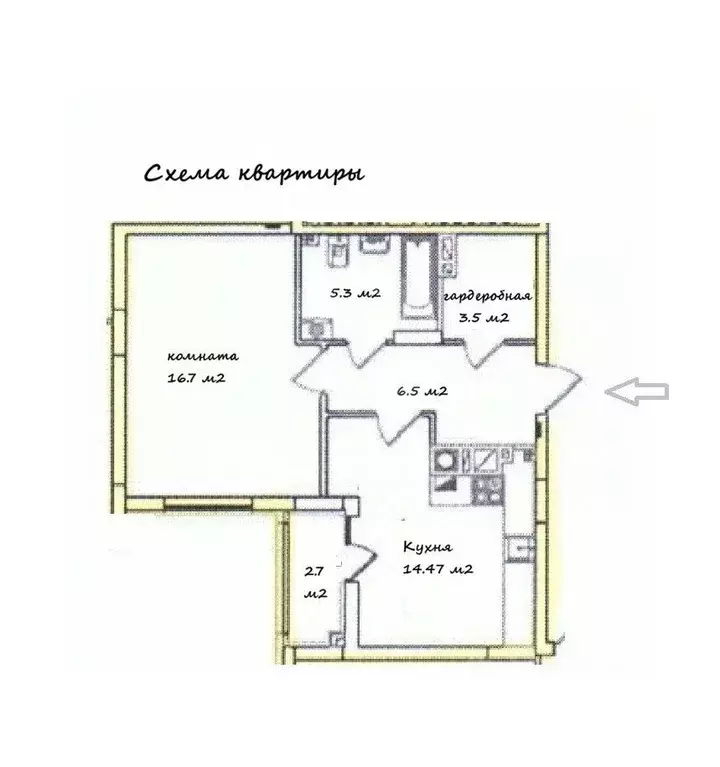 1-к кв. Калининградская область, Калининград ул. Старшины Дадаева, ... - Фото 2