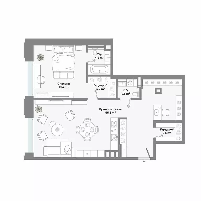 1-комнатная квартира: Москва, Ленинский проспект, 2 (90.1 м) - Фото 1