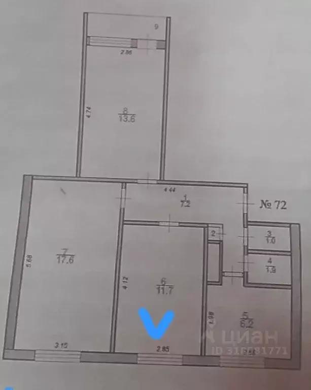 Комната Ленинградская область, Коммунар Гатчинский район, Садовая ул., ... - Фото 0