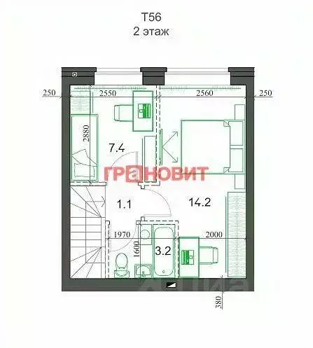 Квартира, 3 комнаты, 53.58 м - Фото 1