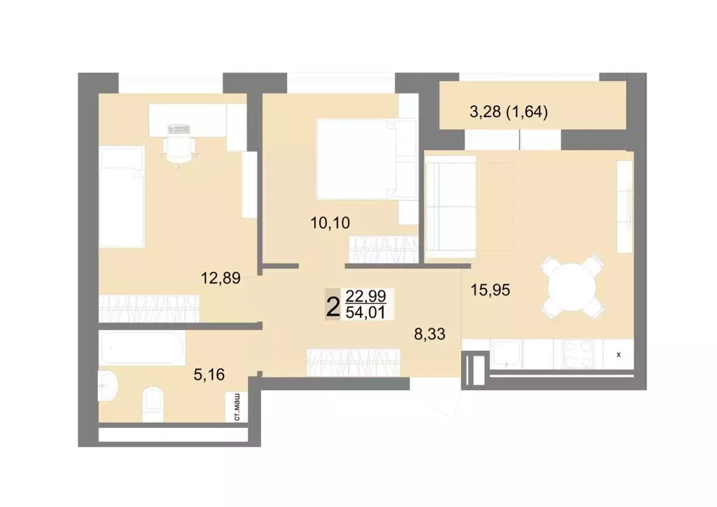2-к кв. Свердловская область, Екатеринбург ул. Тенистая, 8с4 (54.01 м) - Фото 1