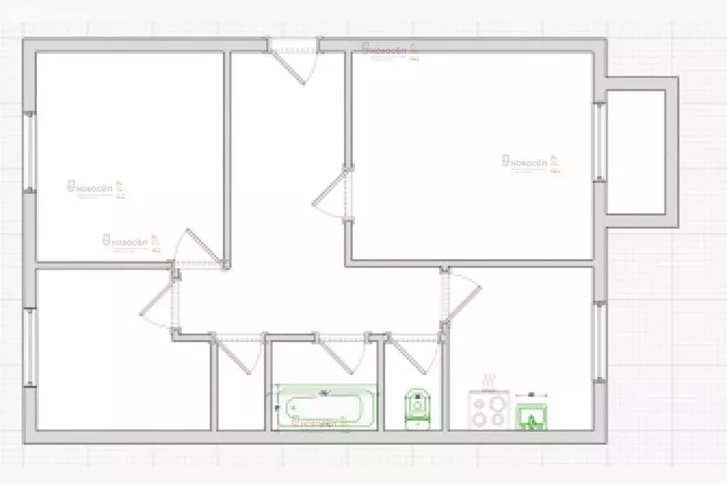 3-комнатная квартира: посёлок Большой Исток, Октябрьская улица, 33 (64 ... - Фото 1